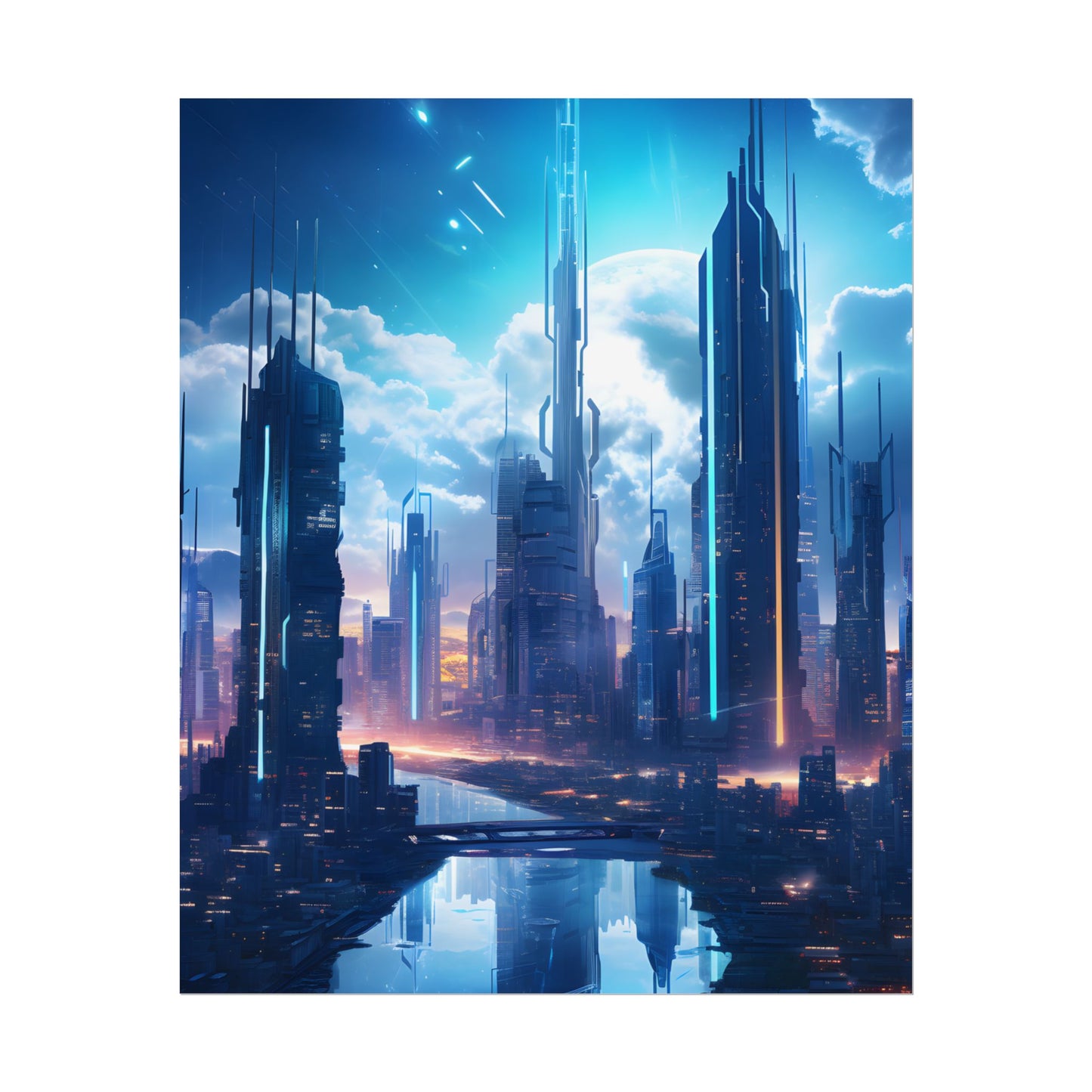Dark Future Cityscape: Cyberpunk Dystopia Neon Artwork - Poster