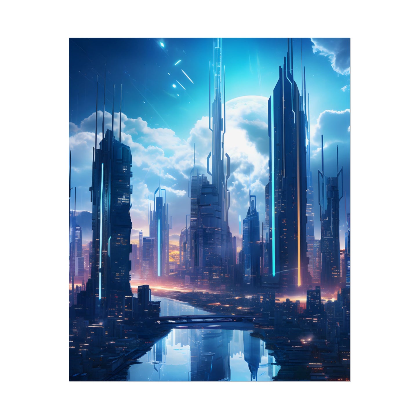 Dark Future Cityscape: Cyberpunk Dystopia Neon Artwork - Poster