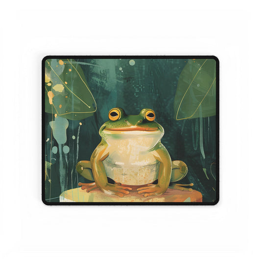 Whimsical Frog Cartoon: Colorful Ta Illustration - Desk Mat