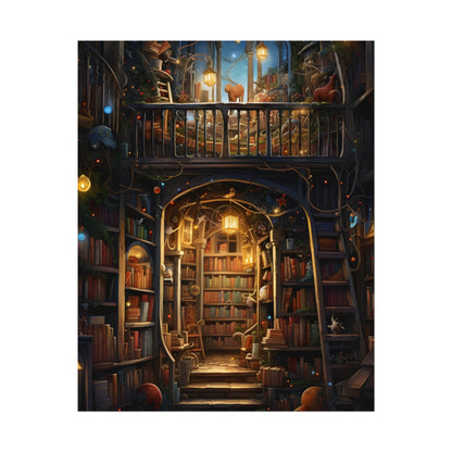 Magical Bookshop Art: A Serene & Enchanting Scene - Poster