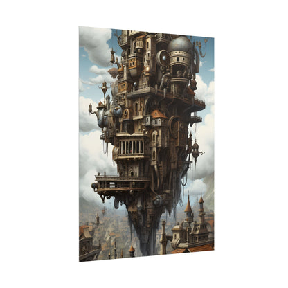 Steampunk Paris Cityscape: Colorful 19th Century Artwork - Poster