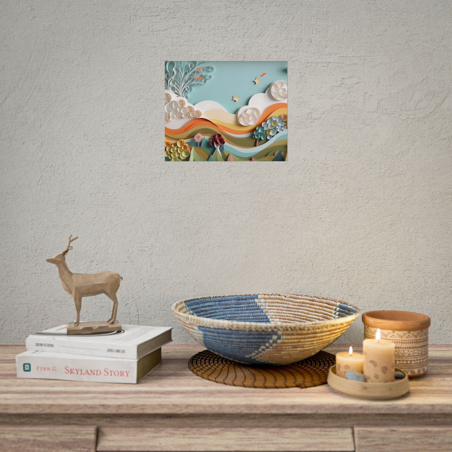 Peaceful Beach Serenade: Paper Quilling Art - Poster