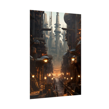 Post-Apocalyptic Steampunk City: Dystopian Artwork - Poster