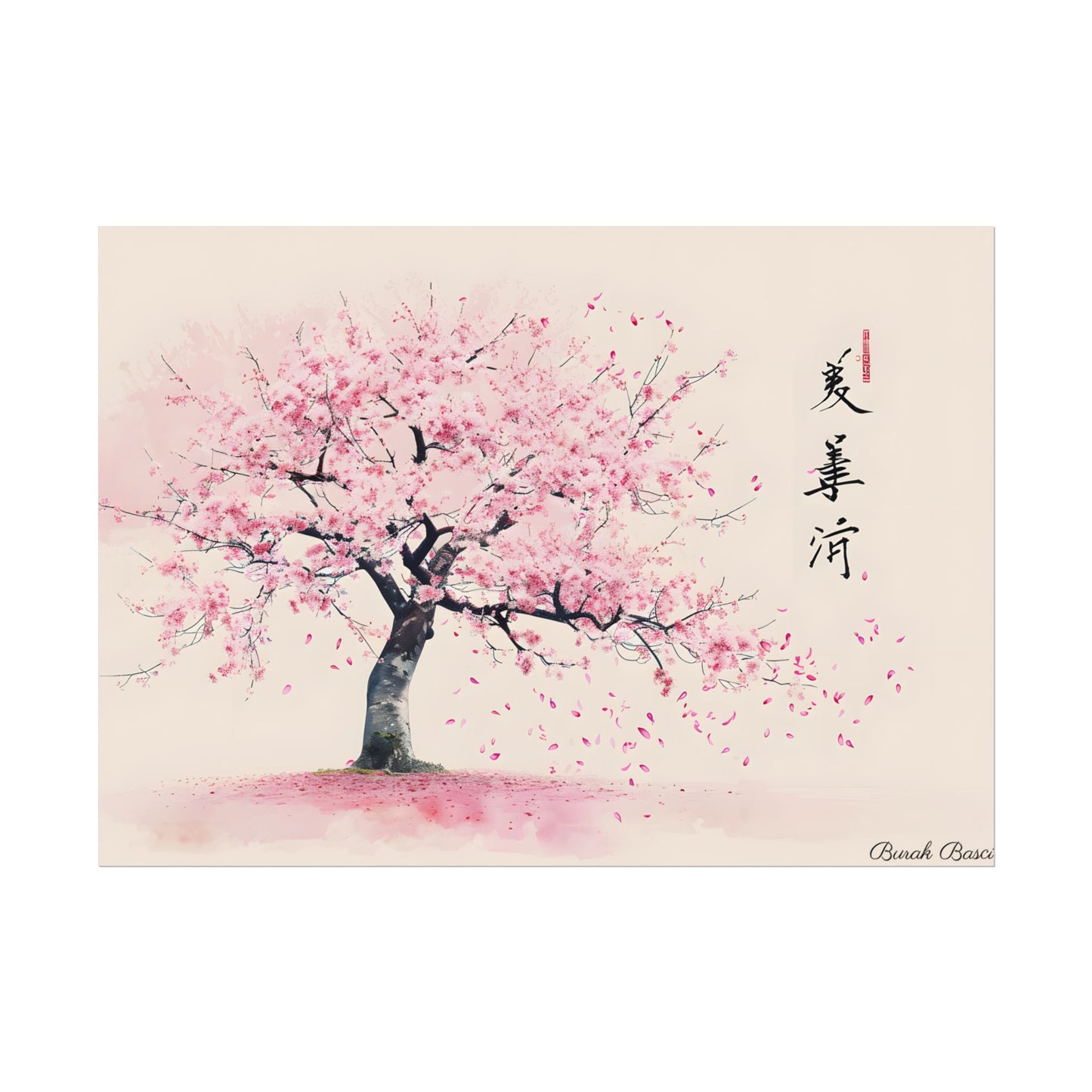 Japanese Cherry Blossom Art: Springtime Painting - Poster
