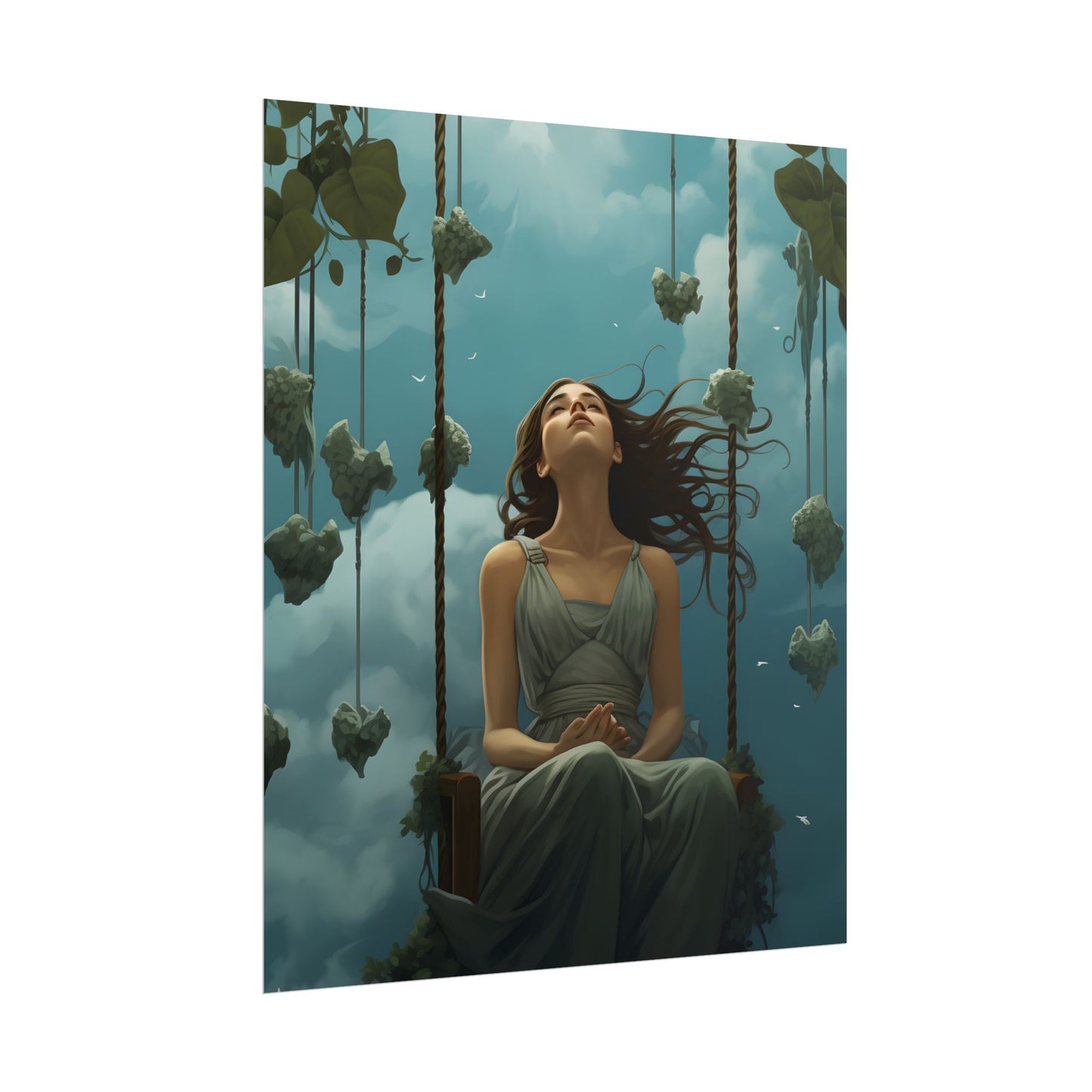Person at Desk with Laptop: Digital Artwork - Poster