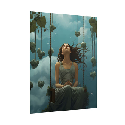 Person at Desk with Laptop: Digital Artwork - Poster