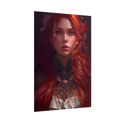 Redhead Female Portrait in a Dress - Poster