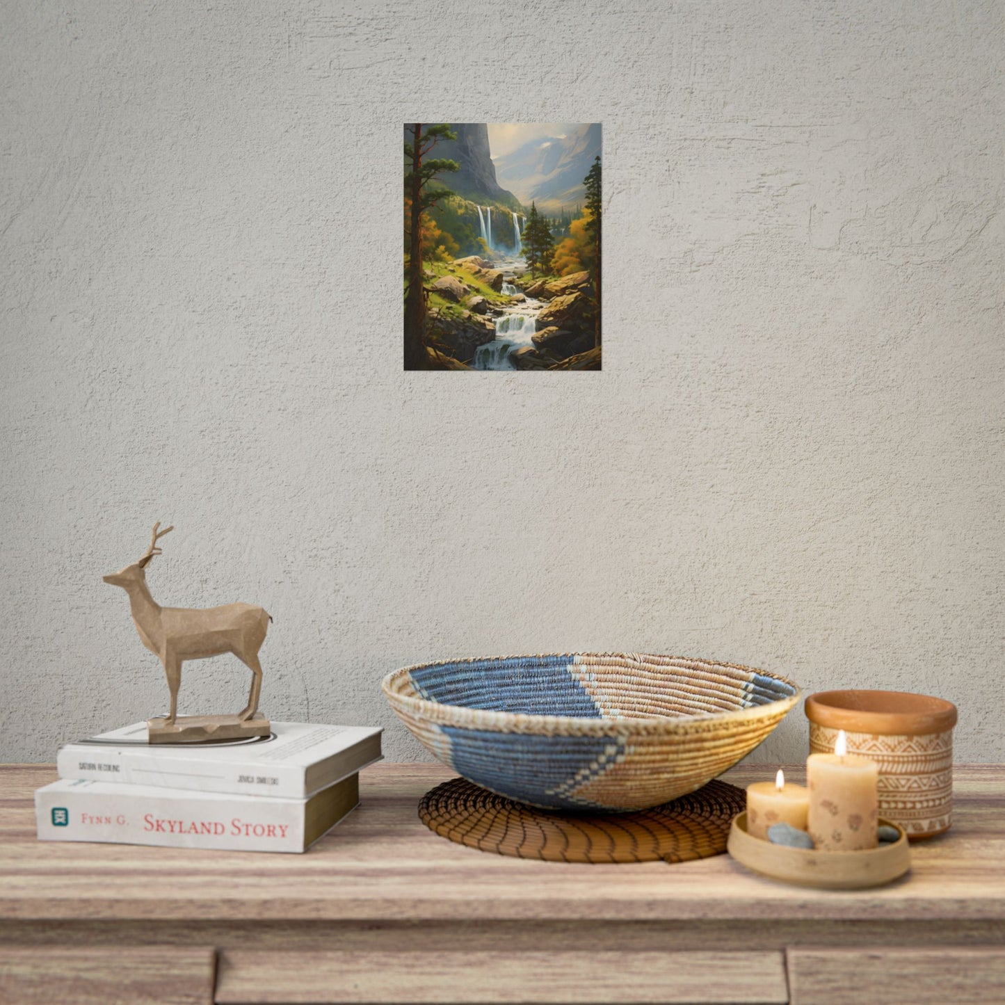 Breathtaking Waterfall: Impressionist Oil Painting - Poster