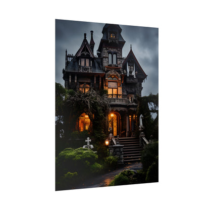 Spooky Victorian Mansion: Atmospheric Haunted Artwork - Poster