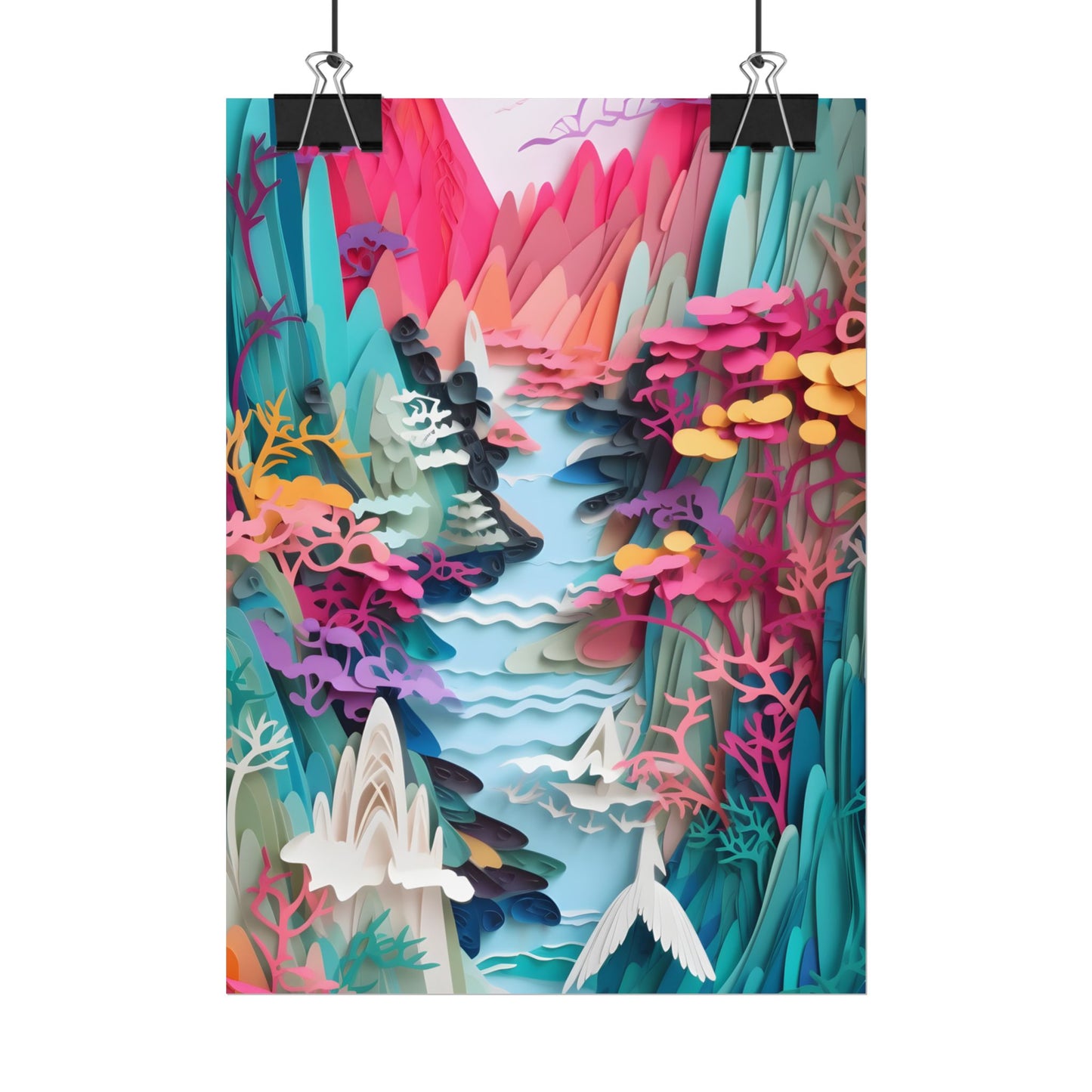Japanese Paper Quilling Craft: Vibrant Landscape Art - Poster