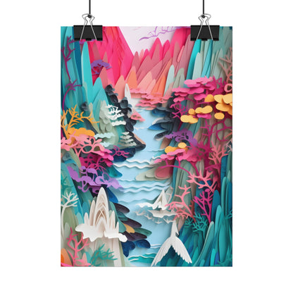 Japanese Paper Quilling Craft: Vibrant Landscape Art - Poster