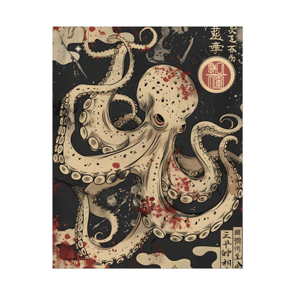 Stylized Japanese Octopus: Minimal Artwork - Poster