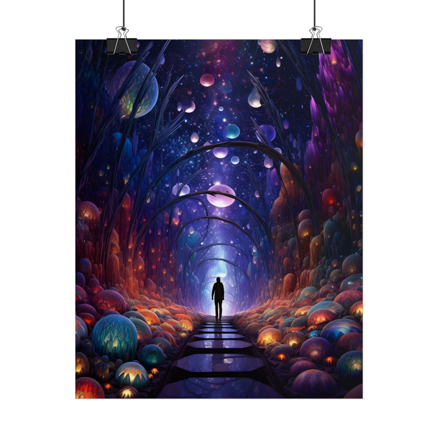 Celestial Art Gallery: Indoor Space with Starry Canvas - Poster