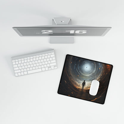 Space-Time Explorer: Intrepid Journey in Black and White - Desk Mat