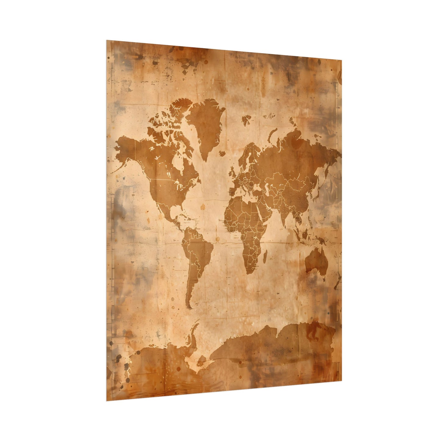 Vintage World Map: Artistic Cartography on Canvas - Poster