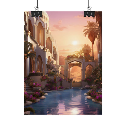 Desert Oasis Serenity: Arabian Nights-Inspired Artwork - Poster
