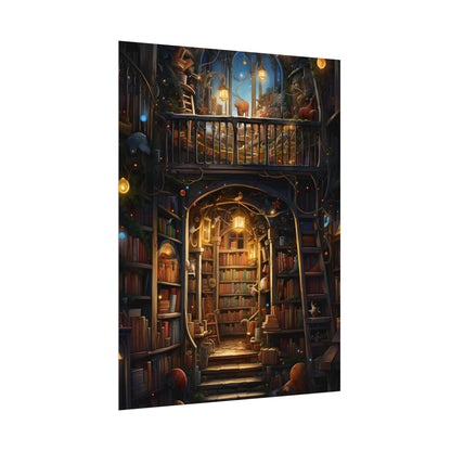 Magical Bookshop Art: A Serene & Enchanting Scene - Poster