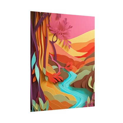 Vibrant Paper Quilled Canyon: Eye-Catching Landscape Art - Poster