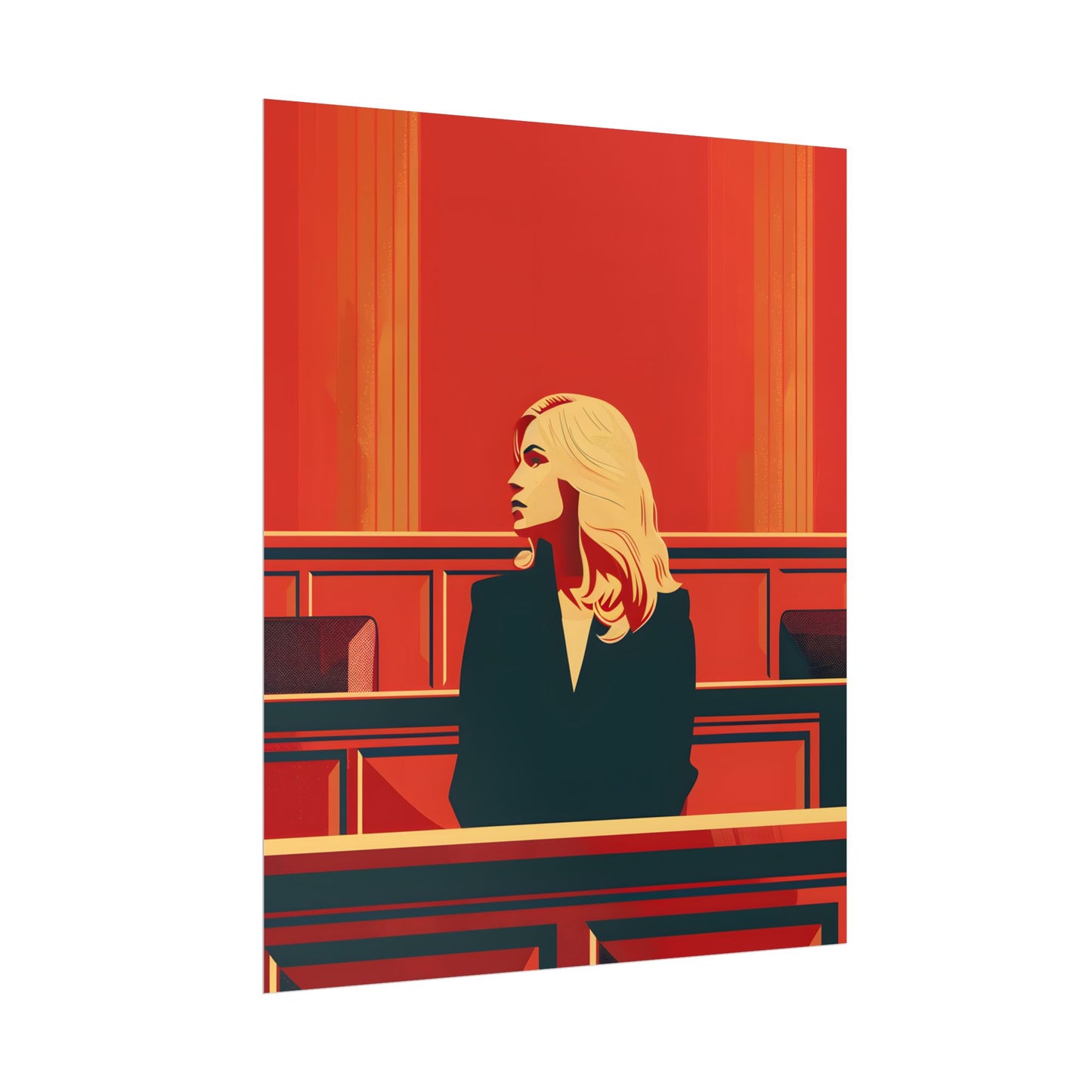 Elegant Woman in White: Modern Art Portrait - Poster