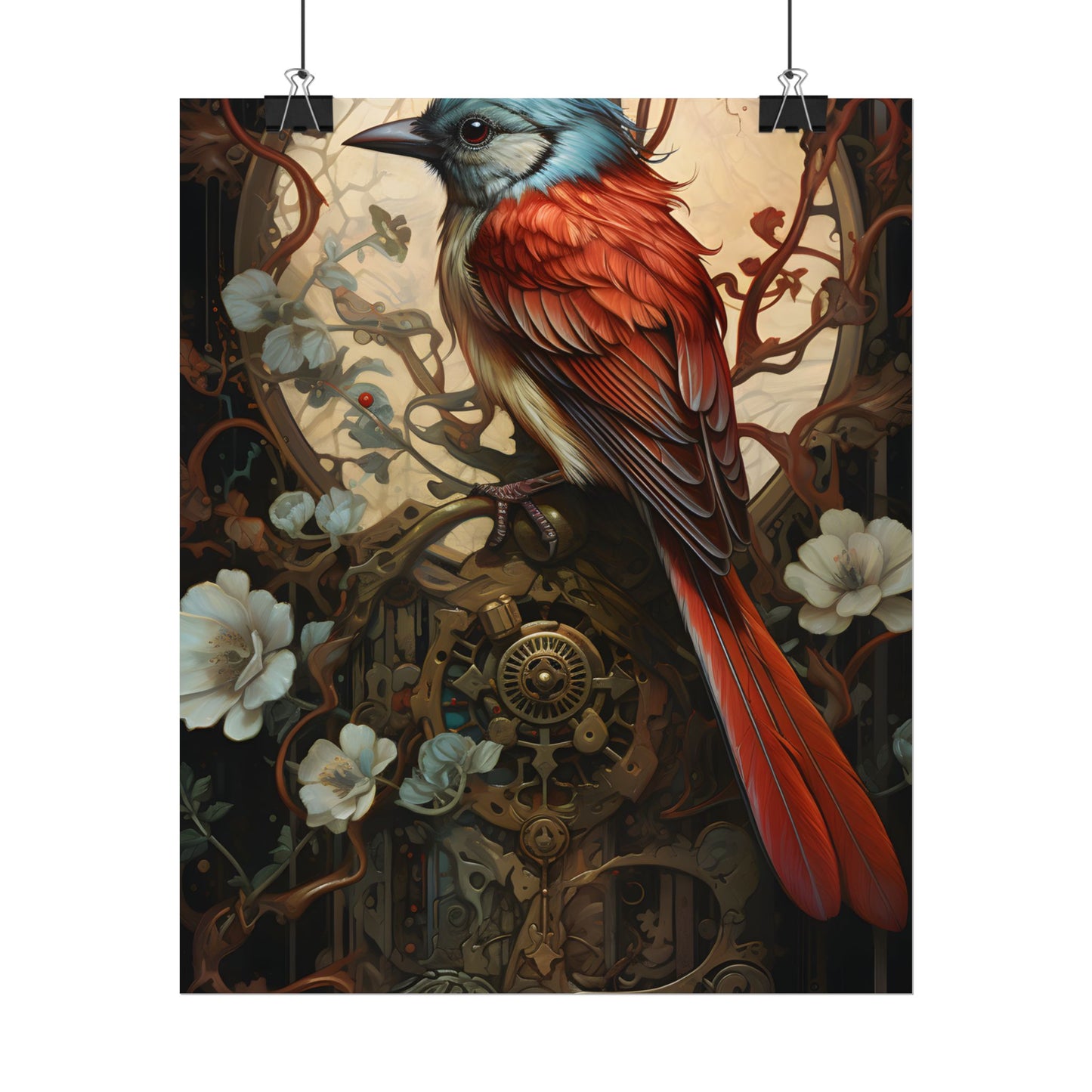 Mystical Songbird Guardian Amulet: Symbolic Artwork - Poster