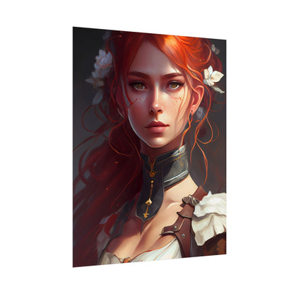 Redheaded Beauty: Formal Portrait in Dark Dress - Poster