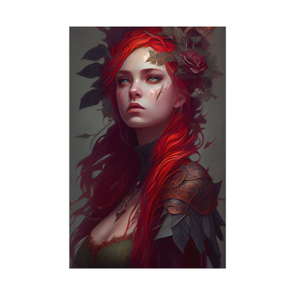 Intimate Red Hair Portrait: Artistic Female Figure in Black Dress - Poster