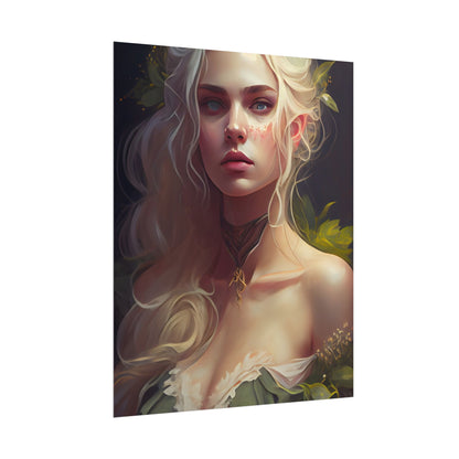 Detailed Blonde Female Portrait: Red Top Artwork - Poster