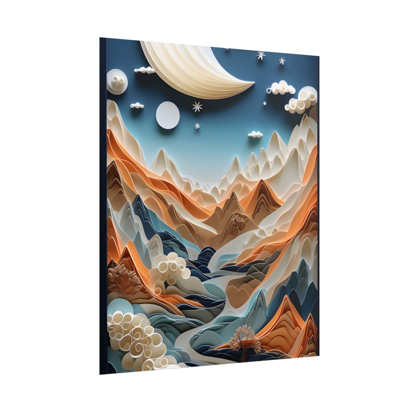 Vibrant European Quilled Landscape: Intricate Paper Art - Poster