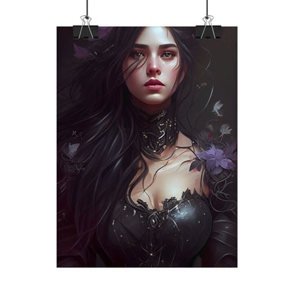 Striking Woman Portrait: Black Hair Artwork - Poster