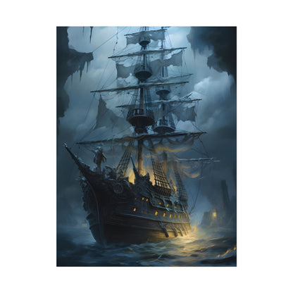 Ghost Pirate Sails: Mysterious Ocean Artwork - Poster
