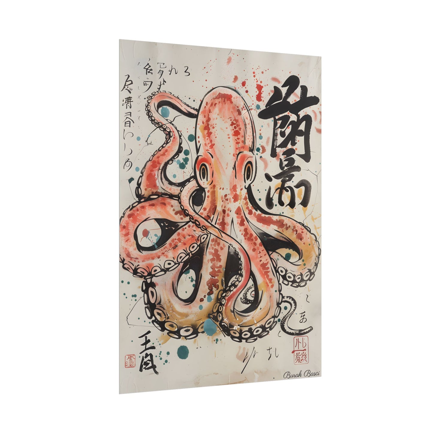 Traditional Japanese Octopus Artwork: Ukiyo-e Print - Poster