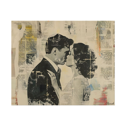 Vintage Romance: Celebratory Couple Art Poster - Poster