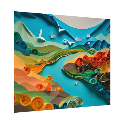 Magical Beach Paradise: Peaceful Paper Quilling Art - Poster