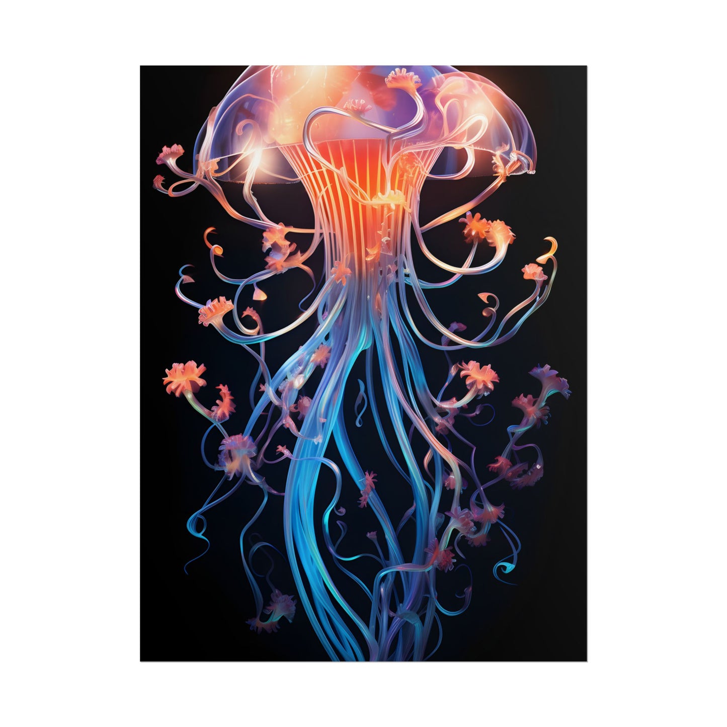 Bioluminescent Oceanic Ballet: Elegantly Poised Dancer in Underwater Performance - Poster