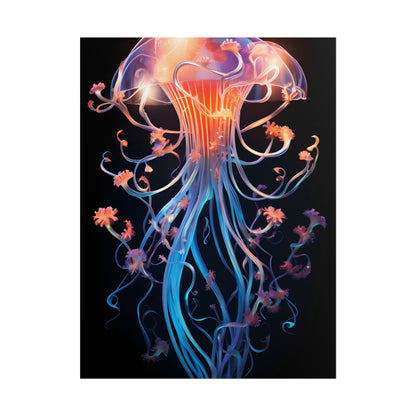 Bioluminescent Oceanic Ballet: Elegantly Poised Dancer in Underwater Performance - Poster