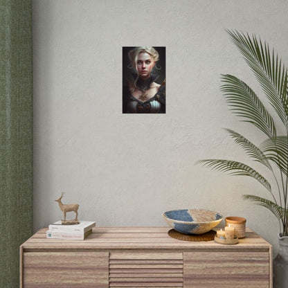Stunning Blonde Portrait: Elegant Vintage Dress - Poster