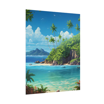Tranquil Tropical Paradise: Calming Island Scene Art - Poster