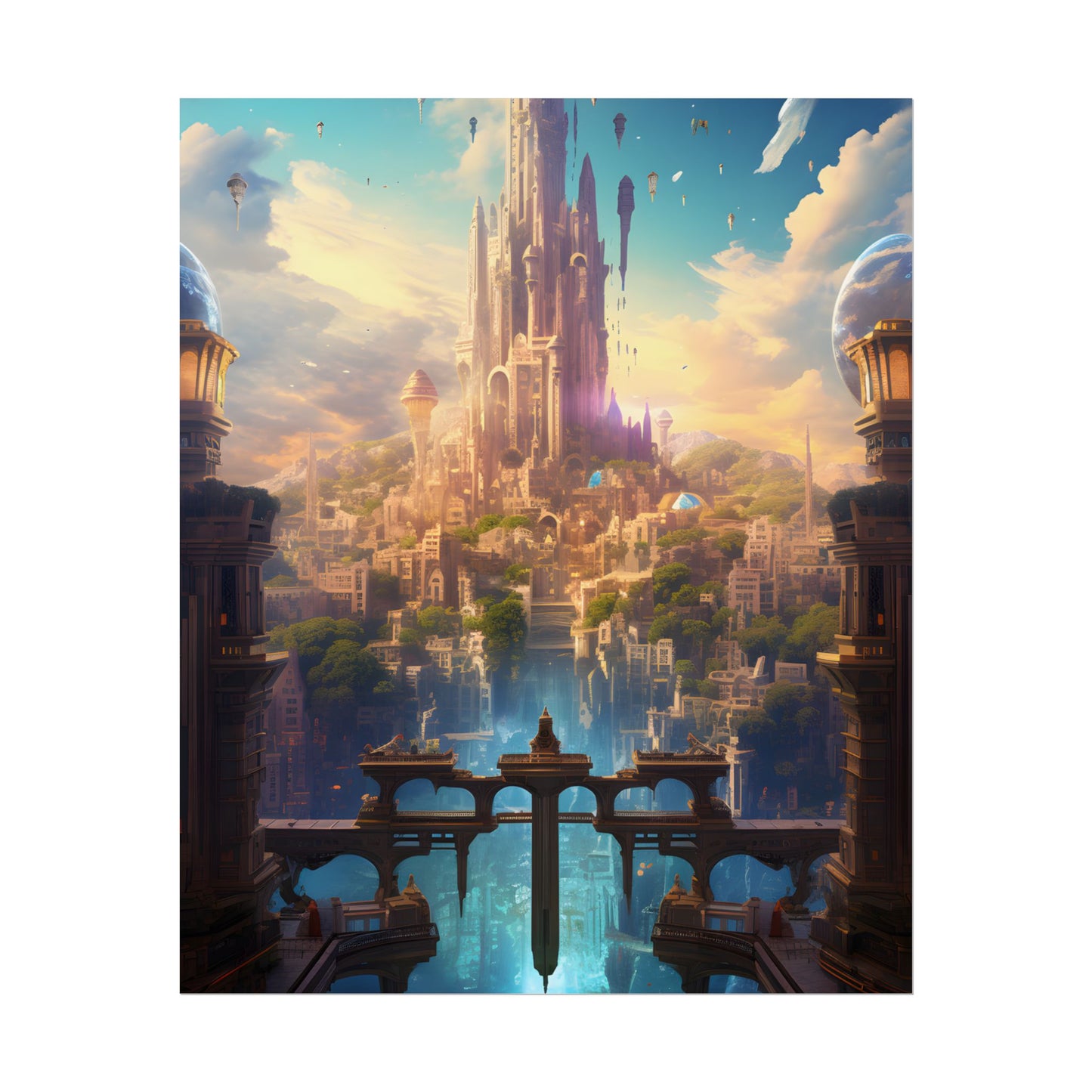 Floating Columbia: Breathtaking Serene Cityscape Artwork - Poster