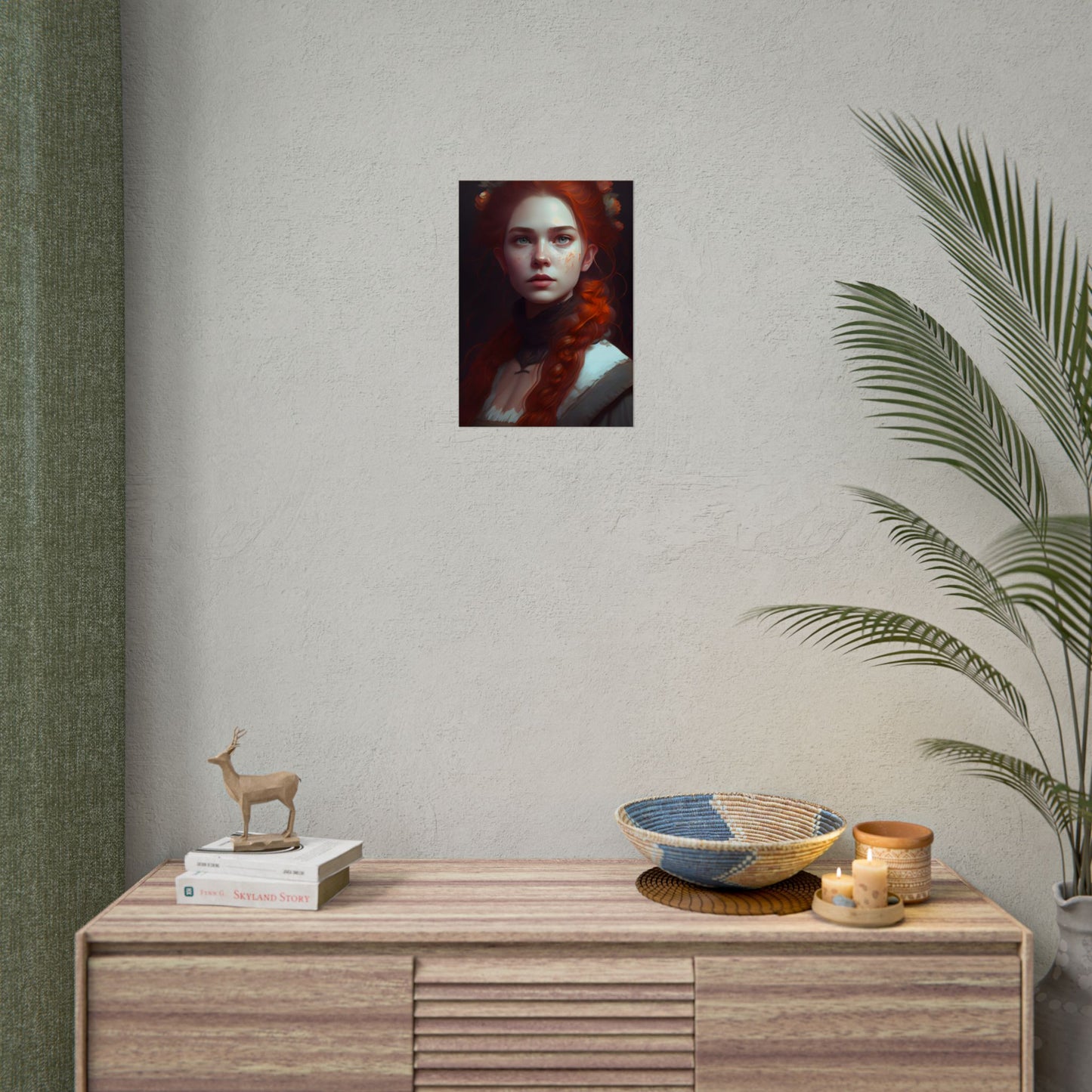 Astonishing Redhead Portrait: Elegant Young Woman in Dress - Poster
