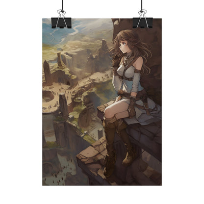 Heroic Bird's Eye View: A Detailed Anime Scene - Poster