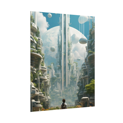 Dystopian Utopia: Futuristic Cityscape Under Oppression - Poster