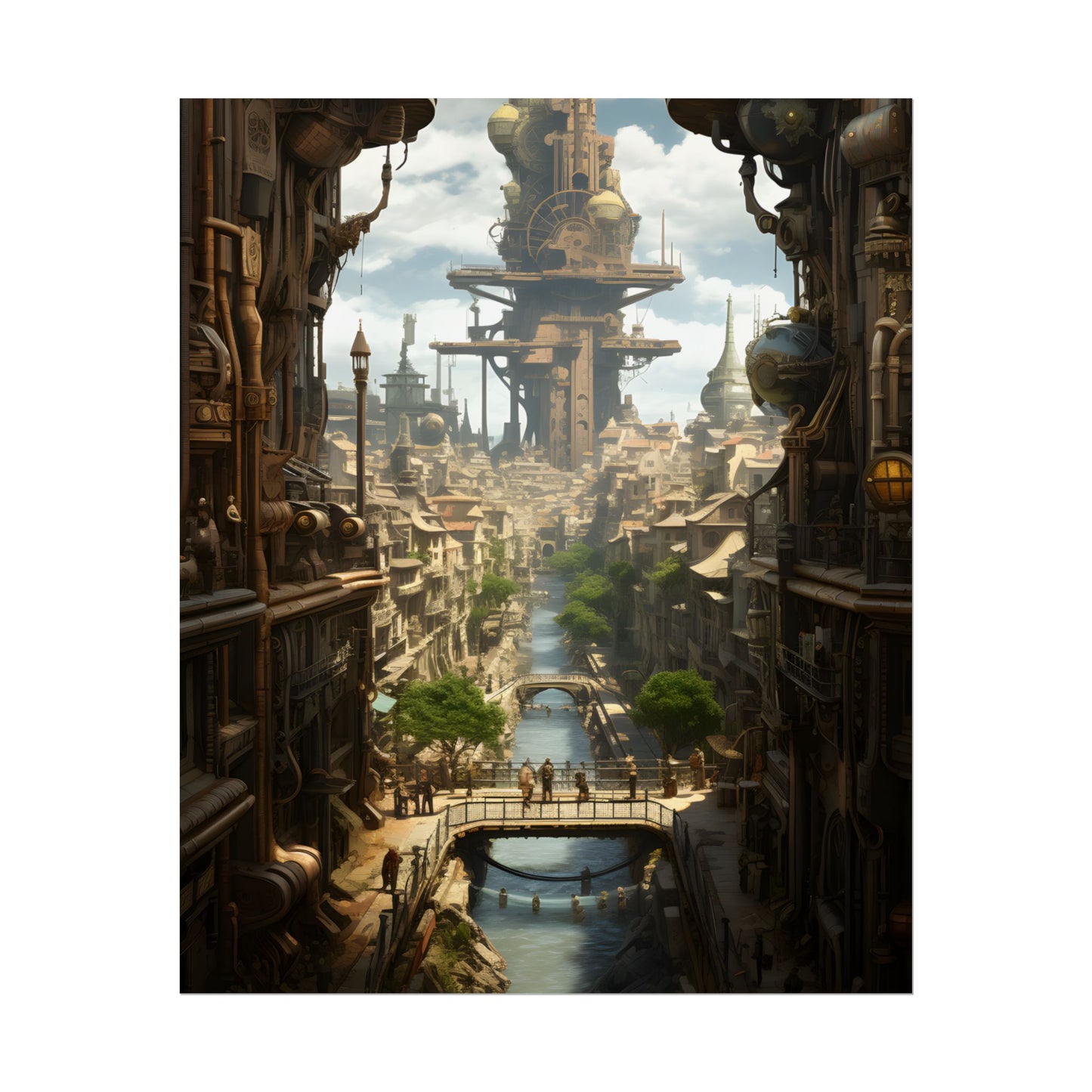 Steampunk Paris 1875: Vintage Cityscape Artwork - Poster