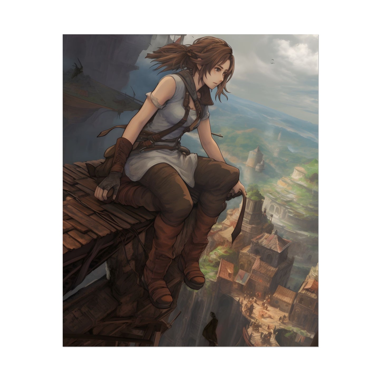 Dramatic Anime Birds Eye View: Dynamic Digital Art - Poster