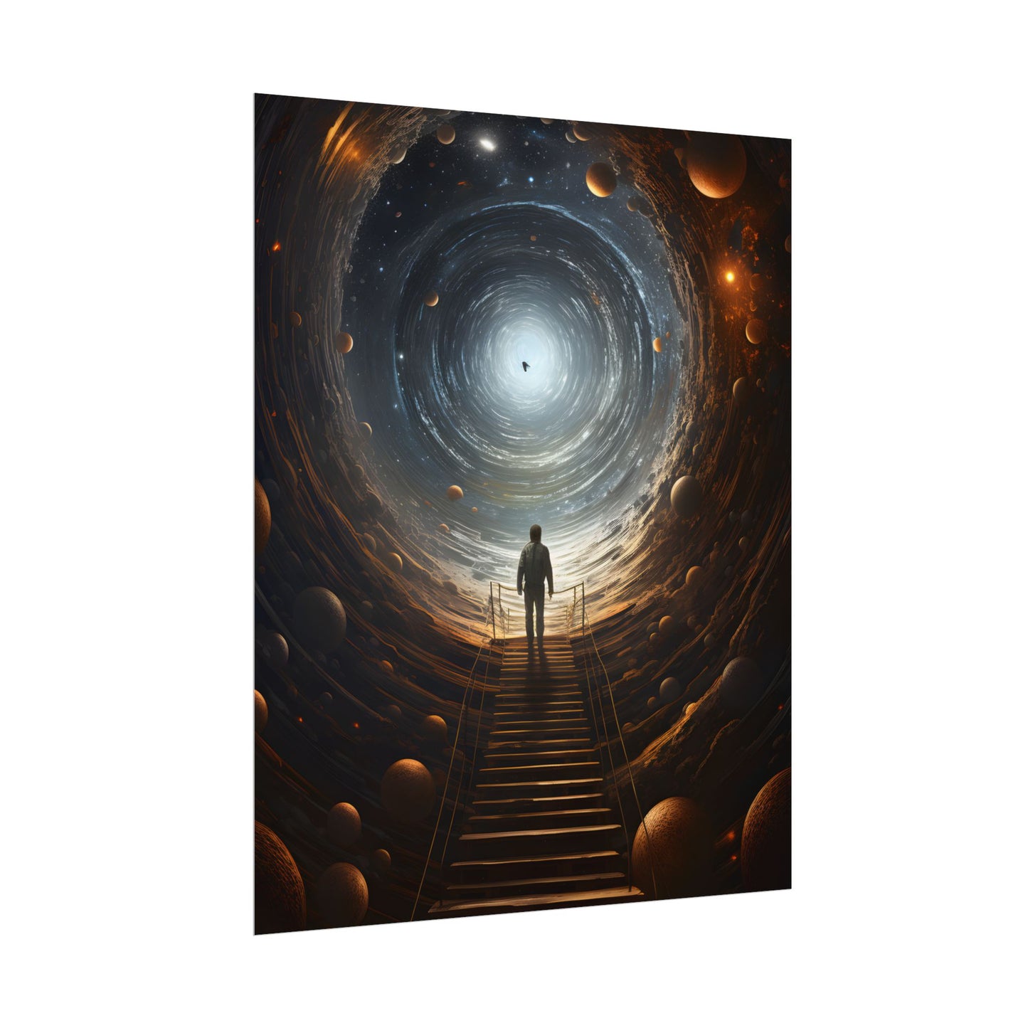 Space-Time Explorer: Intrepid Journey in Black and White - Poster