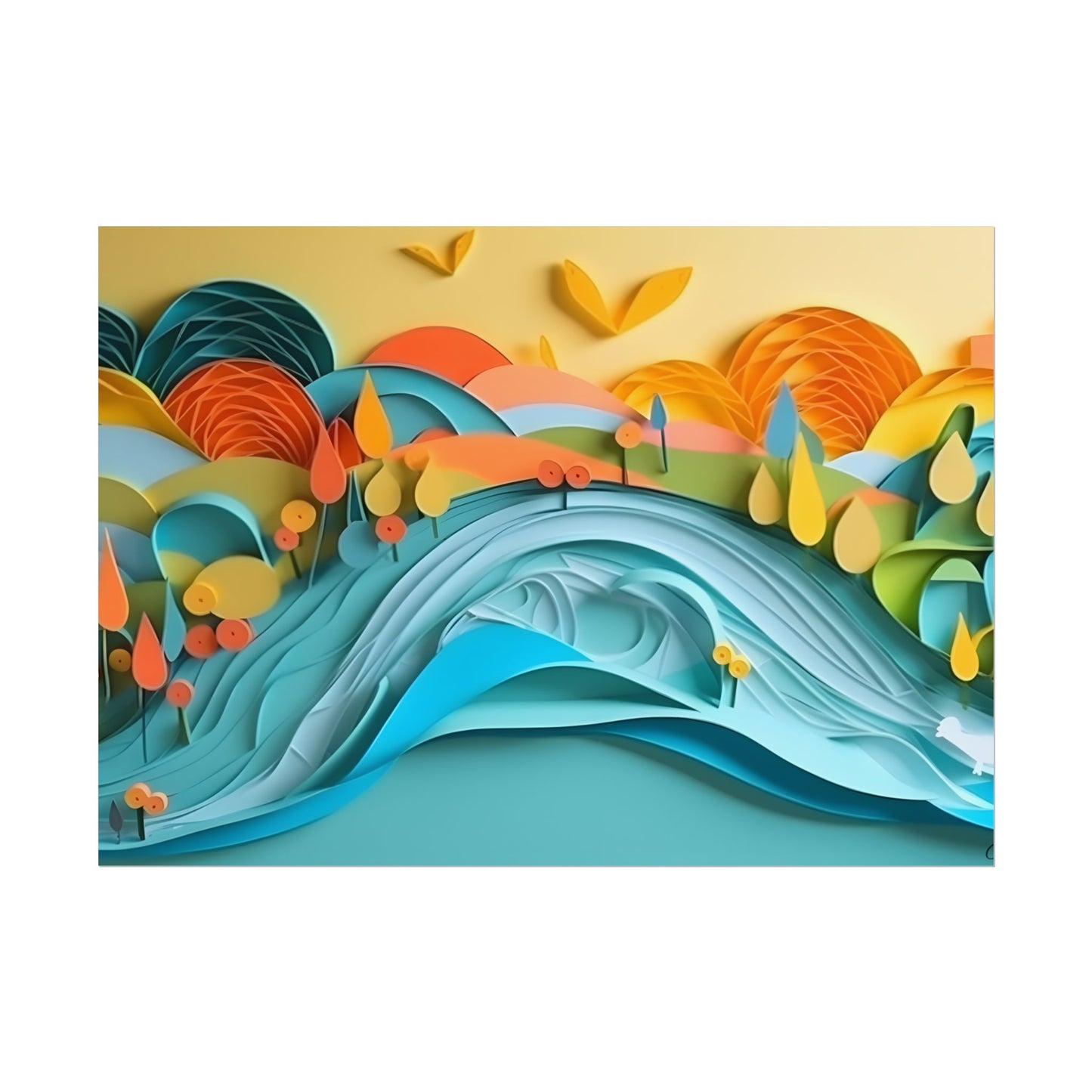 Magical Peaceful Beach: Paper Quilled Serenity - Poster