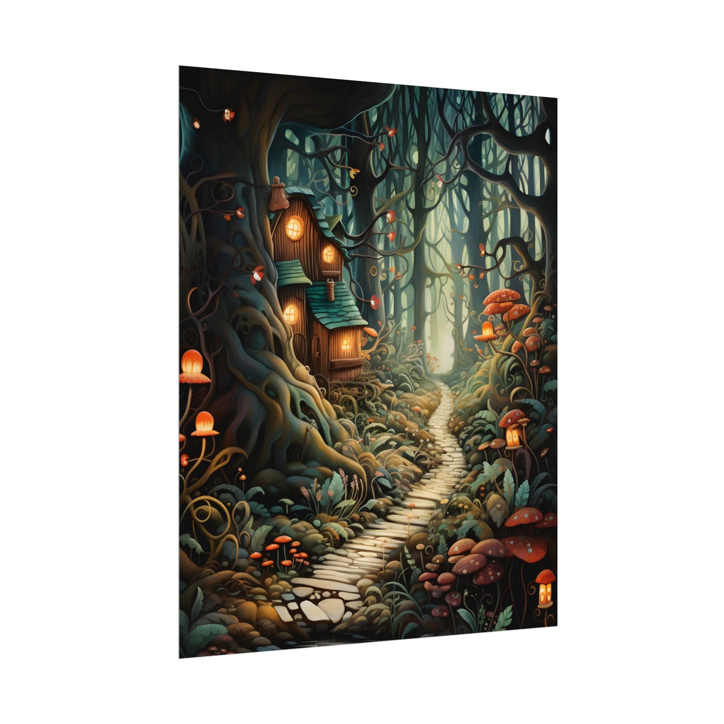 Whimsical Cartoon Forest Scene - Poster