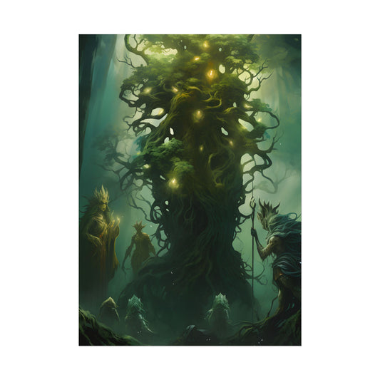 Mystical Forest Guardians: Ancient Tree Spirits Digital Artwork - Poster