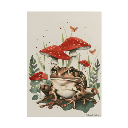 Retro Frog Smile: Colorful Mushroom Friends - Poster
