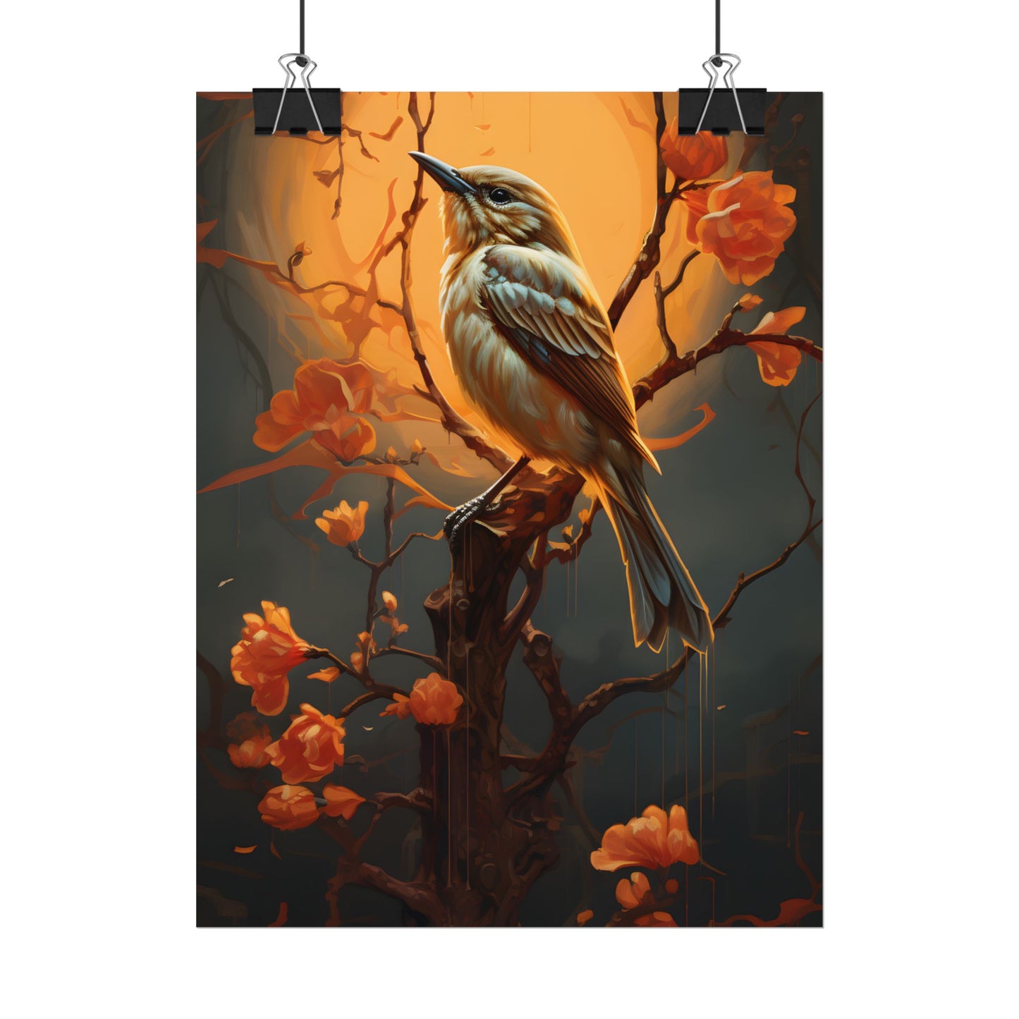 Enigmatic Songbird Guardian: Urban Artwork - Poster