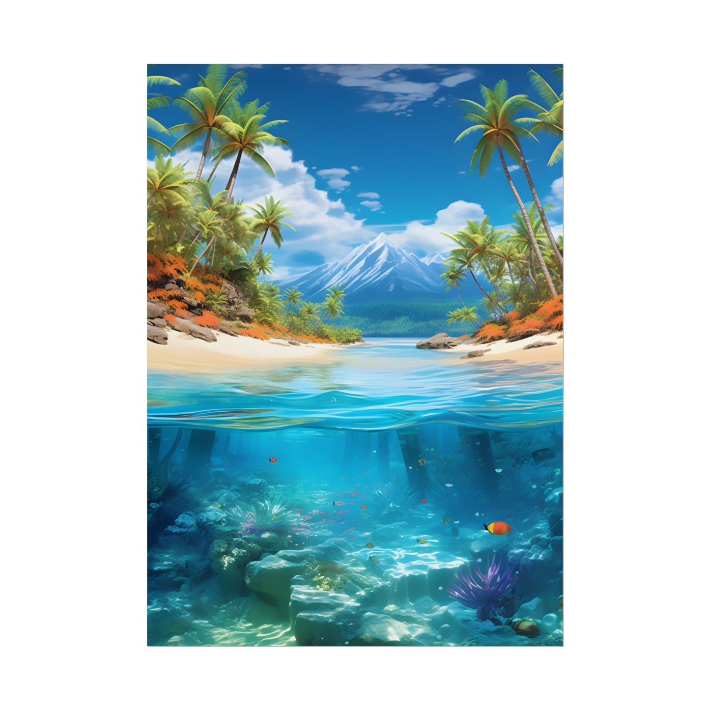 Tropical Paradise Tranquility: Lush Island Getaway Art - Poster